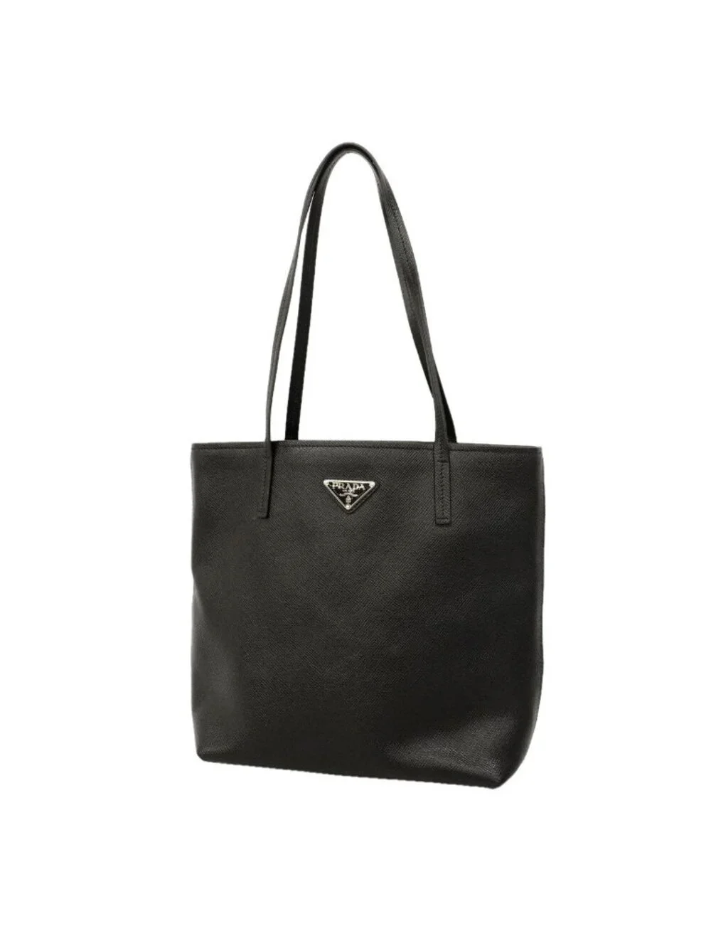 Prada Tote Bag Saffiano Leather Black Silver